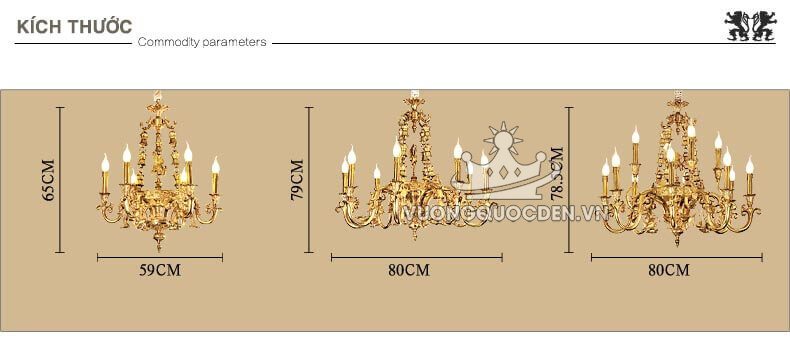 Đèn chùm đồng trang trí kiểu dáng nến cổ điển ABR174-7